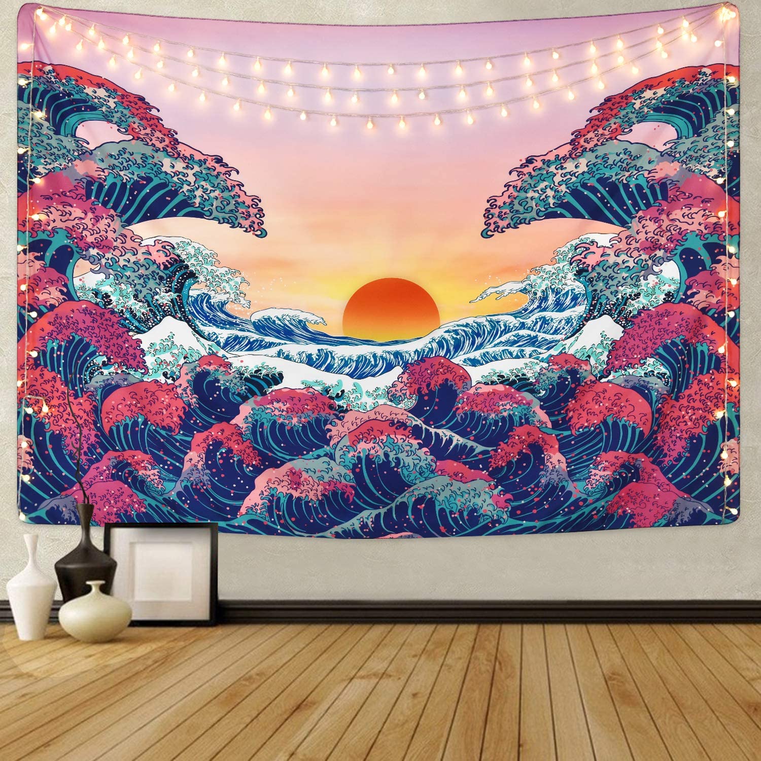 hav bølge tapet sol fjell 3d skrive ut japanese stytle vegghengende gobeliner boho decorfor livingbedroom dekorasjon