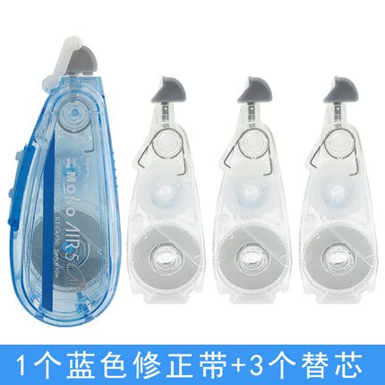 Tomow Kawaii cinta de corrección 10m CT-CAX5C 3 uds Mono transparente Uso del estudiante de corrección de silencio núcleo de reemplazo: Blue and 3 refills