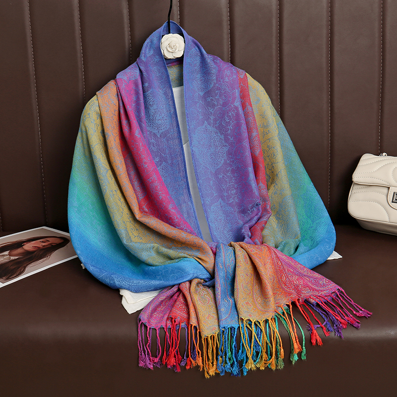 Bufanda de Cachemira de de lujo para mujer, chal y chales cálidos estampados para invierno, Pashmina, Bandana larga de Jacquard, Paisley, 2024: Plata