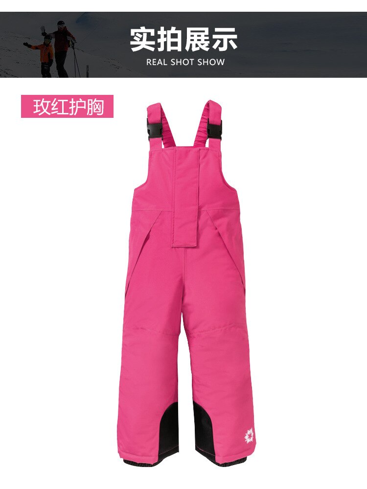 Pantalones de esquí con tirantes para niños y niñas, pantalones de algodón impermeables a prueba de viento, calidez gruesa, para exteriores, novedad de: Azul cielo / 86-92