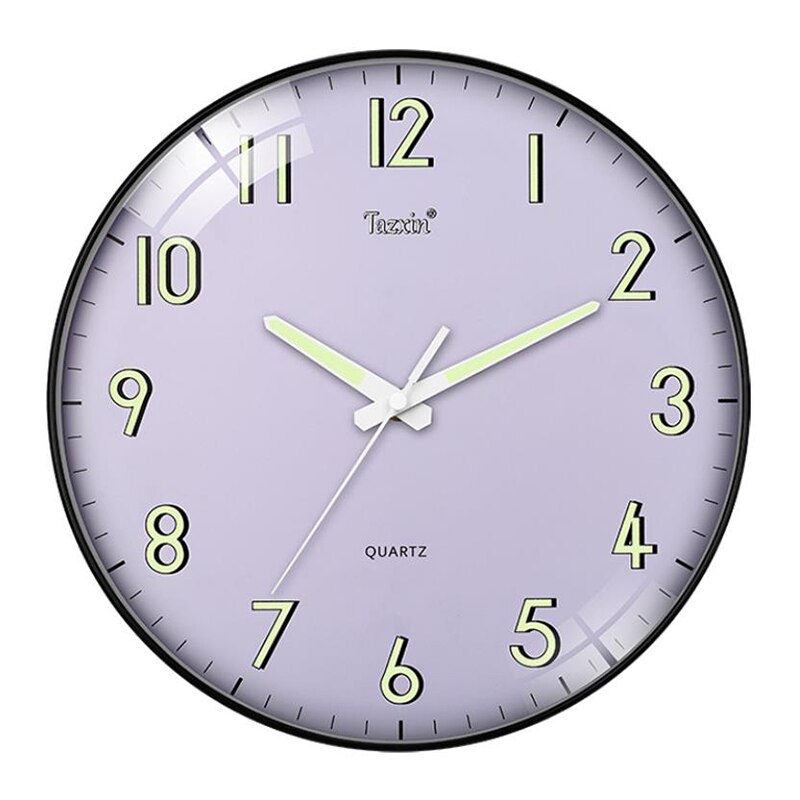 12 Inch Luminous Wall Clock Wood Nordic Wall Clock Silent Mechanism Non Ticking Clock With Night Light ABS Deco: D / 14 INCH