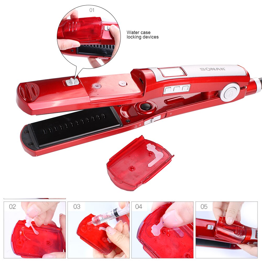 Steam Straightener LCD Display Ceramic Flat Iron Hair Straightening Straighteners Hair Salon Steam Styler