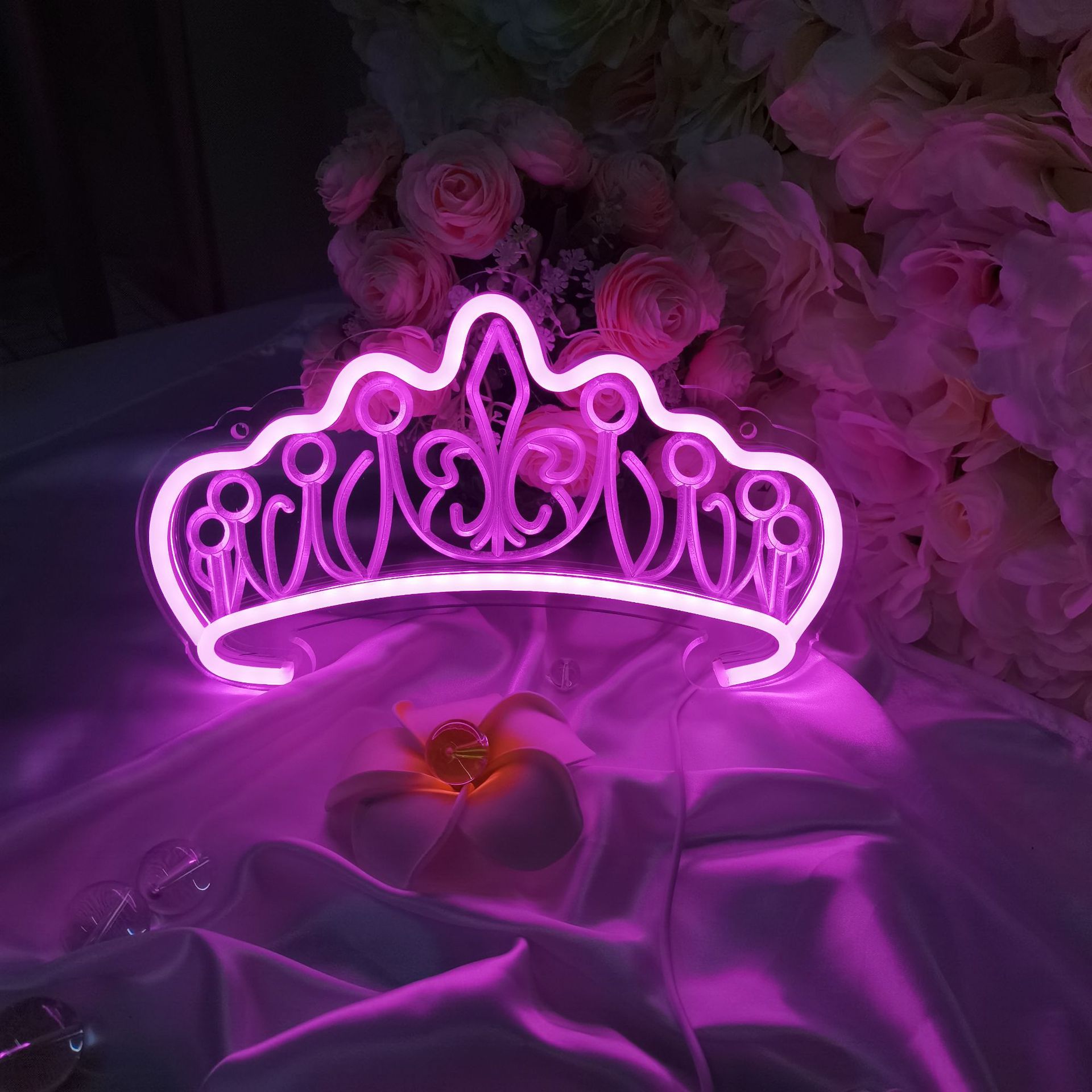 Lampe néon colorée LED, éclairage décoratif d'intérieur, USB alpaga, dauphin, étoile, nuage arc-en-ciel, fond Led, veilleuse: Love