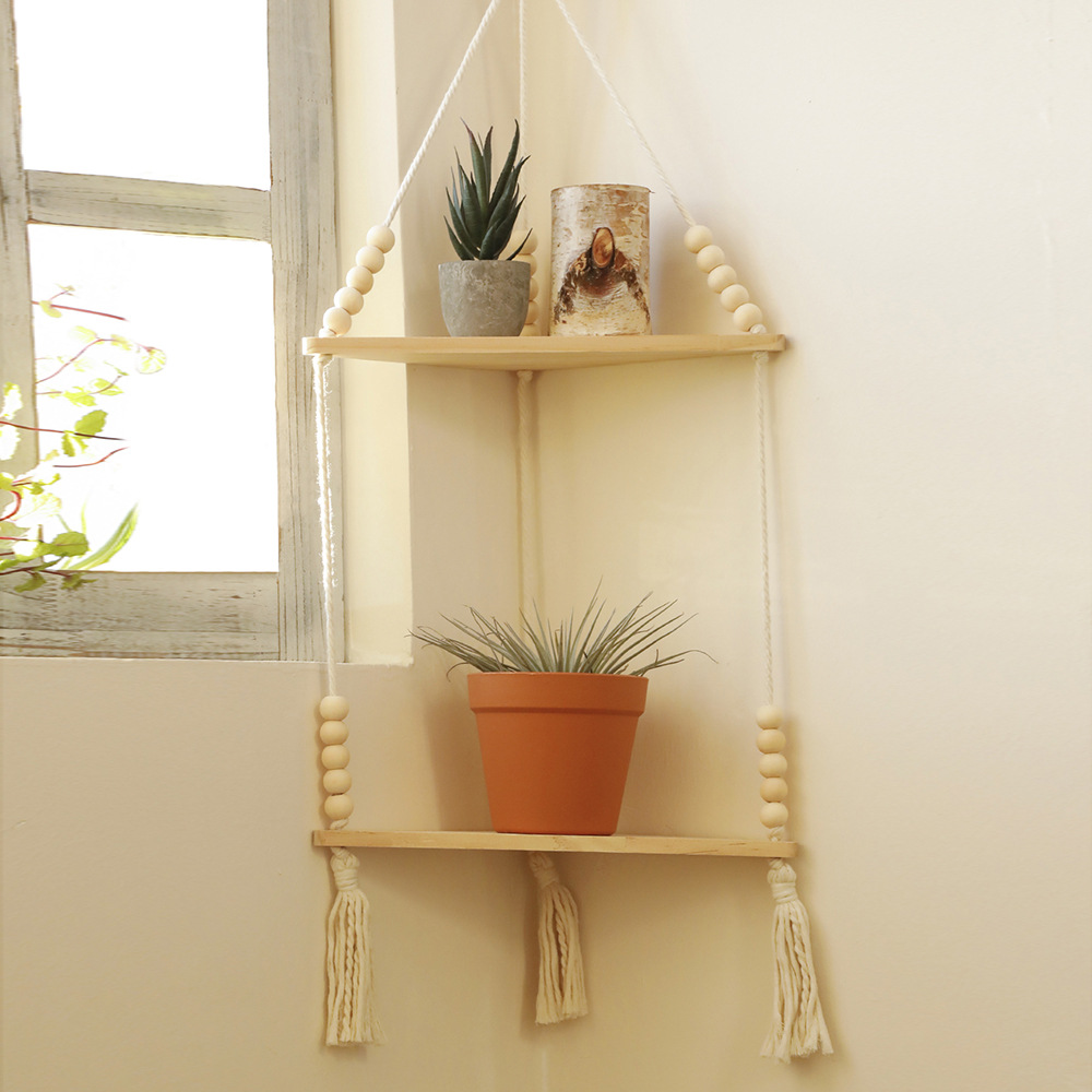 Estante de almacenamiento Triangular de madera, estante para maceta, decoración del hogar, estantes flotantes, decoración estética para habitación, accesorios artísticos de pared para jardín