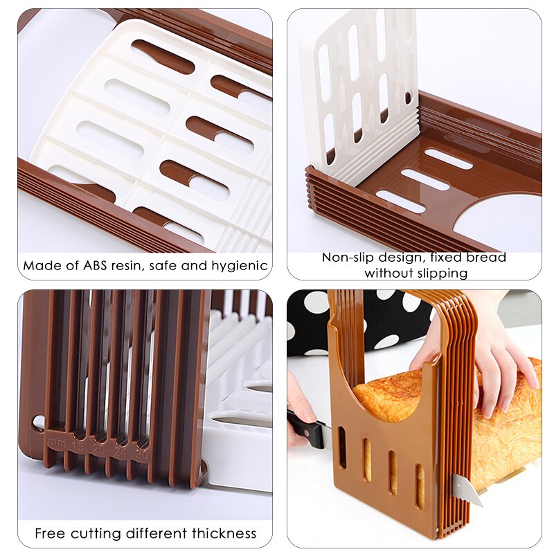 Cortador de pan para tostadas, herramienta de corte de plástico plegable, guía de corte, práctico, accesorios de cocina