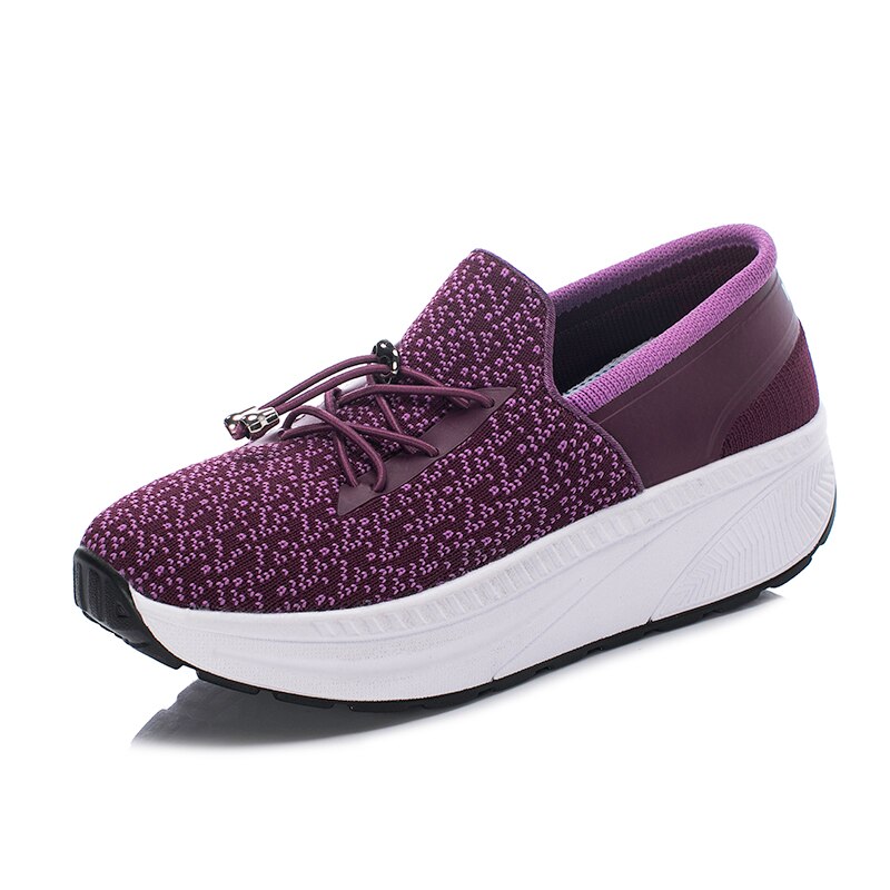 Autumn Shake Toning Shoes Women Platform Shoes Mujer Body Shaping Fitness Shoes Slimming Swing Sneakers for Female: Purple / 36