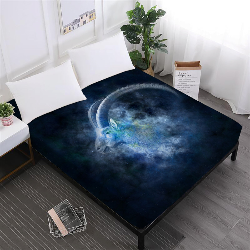 Drap de lit motif loup | Animal, Constellation mouton, drap-housse, vêtements géométriques, couverture de matelas à poche profonde, décoration de maison D25: DCL-AS20 / Queen