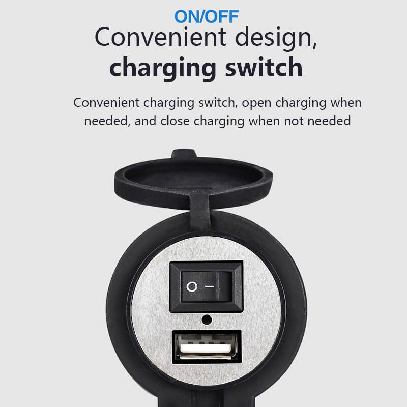 Motorcycle USB Charger USB Car ChargerDC 12V with Switch Socket Plug USB 2.0 Adapter Motorbike Phone Charger Waterproof