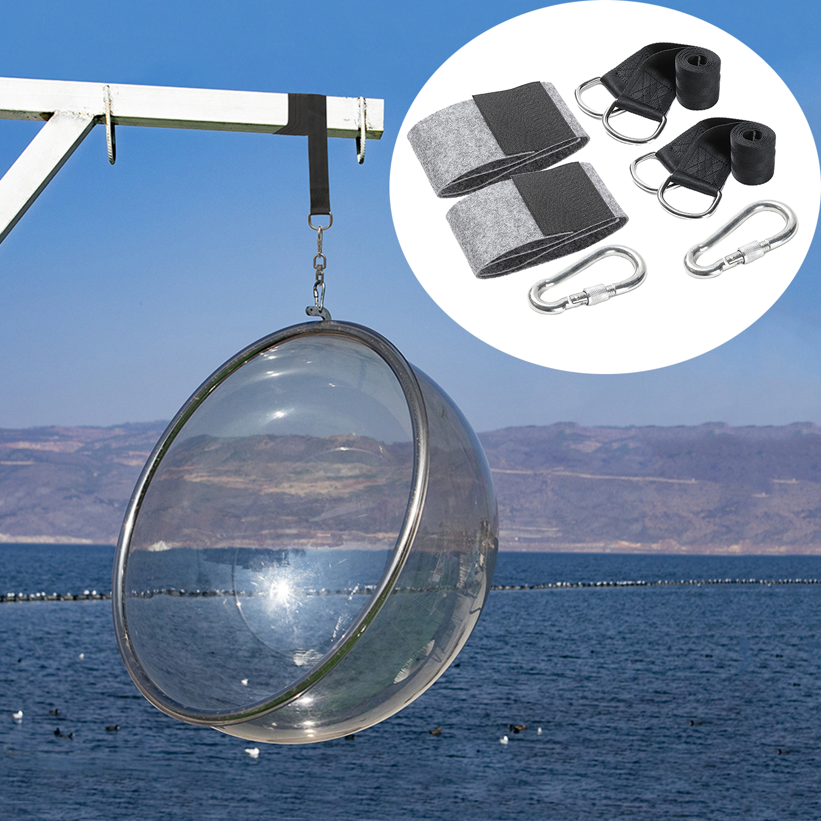 Outdoor Heavy Duty Tree Swing Hanging Kit Adjustable Hammock Straps with Safer Locking Snap Carabiners Fits for Any Kids Swings