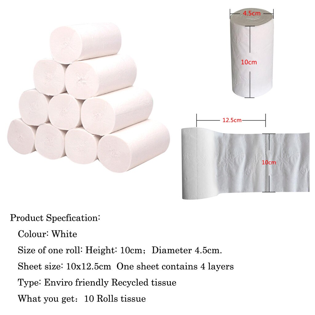 10 rolls Primary color paper bamboo cellulose natural seedless toilet paper Residential home Large bulk yellow toilet paper towe