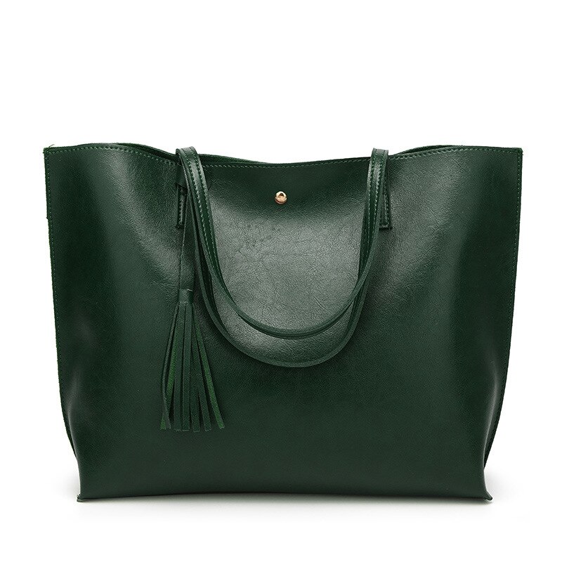 Bolso de mano de piel sintética con grande para mujer, bandolera de piel sintética con cera de aceite, borla, 01-SB-ylssst: 2
