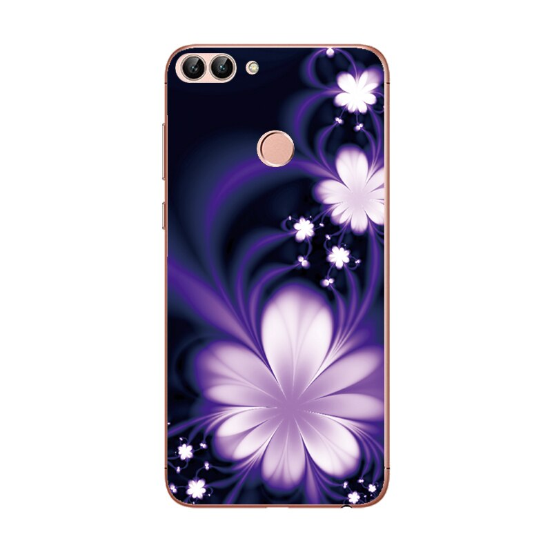 Para huawei p caso inteligente capa pára-choques 5.65 "para huawei p caso do telefone inteligente 2018 tpu macio silicone caso FIG-LX1 de volta flores: 173