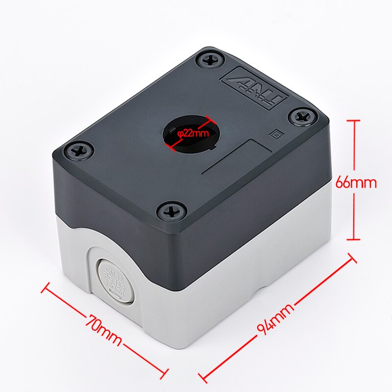 Waterproof Push Button Switch Box Suit For Emergency Stop Rotary Interruptor Yellow/Gray IP66 PC+ABS 1 Hole Control Box: Grey
