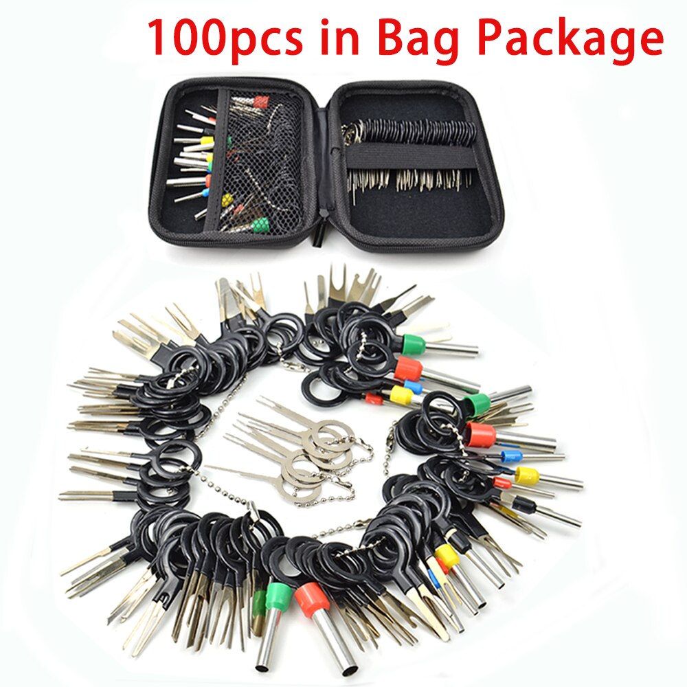 100Pcs Car Terminal Removal Kit Wiring Crimp Connector Pin Extractor Puller Terminal Ejector Plug Repair Pin Tool