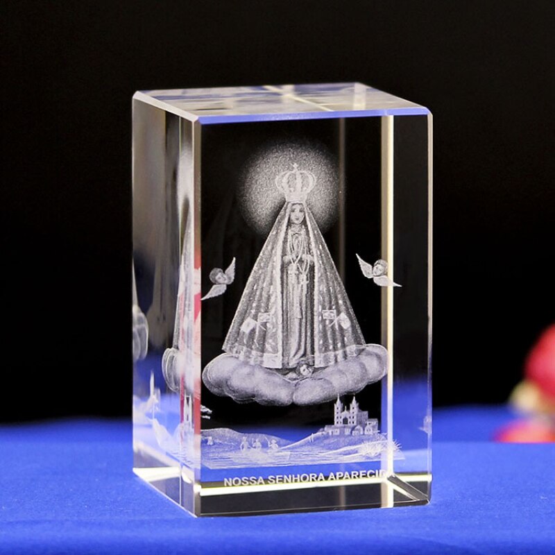 Virgin Mary Statue Our Lady of Crystal Carving Crafts Religious Statues Home Decorations Crystal Ornaments Catholic Statue