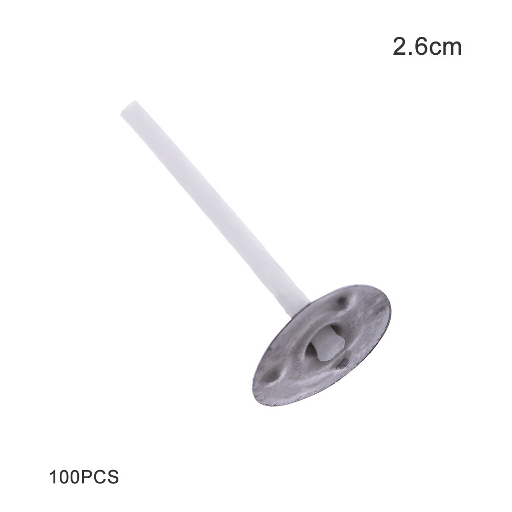 100 stk 2.6/6/10/12/16cm til å lage lavrøyk naturlig stearinvoks voks bomullskjerne håndlaget tilbehør røykfrie materialer: 2.6cm(100 stk)