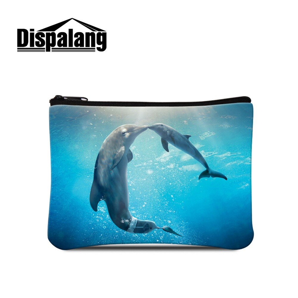 Dispalang Delphin Gedruckt Münze Taschen für Mädchen Tier Kleine Geldbörse Mit Reißverschluss damen geldbörse mit geldbörse Günstige