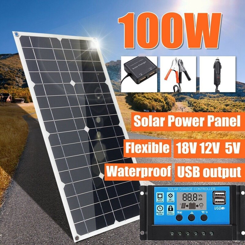 Zonnepaneel Kit 600W 18V Solar Oplaadpaneel 100A Acculader Controller Zonnepaneel Systeem Acculader Kit Zonnepaneel Trickle Charging Kit voor Outdoor Farming
