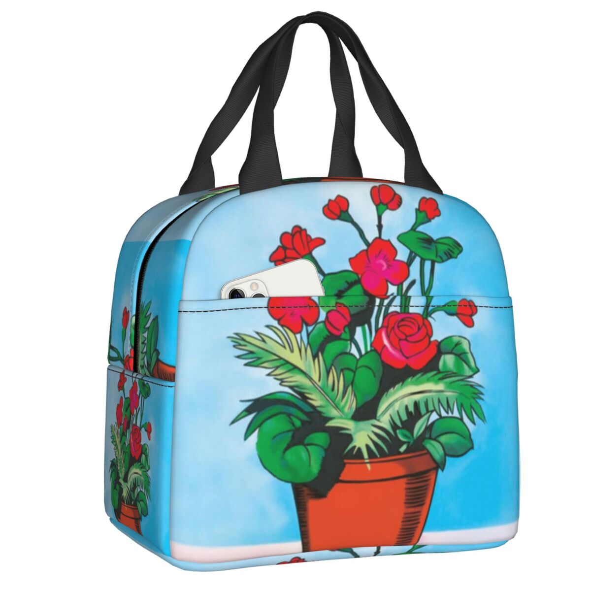Custom La Maceta Flower Pot Loteria Card Mexican Bingo Lottery Insulated Lunch Bag for Women Leakproof Thermal Cooler Bento Box: Beige