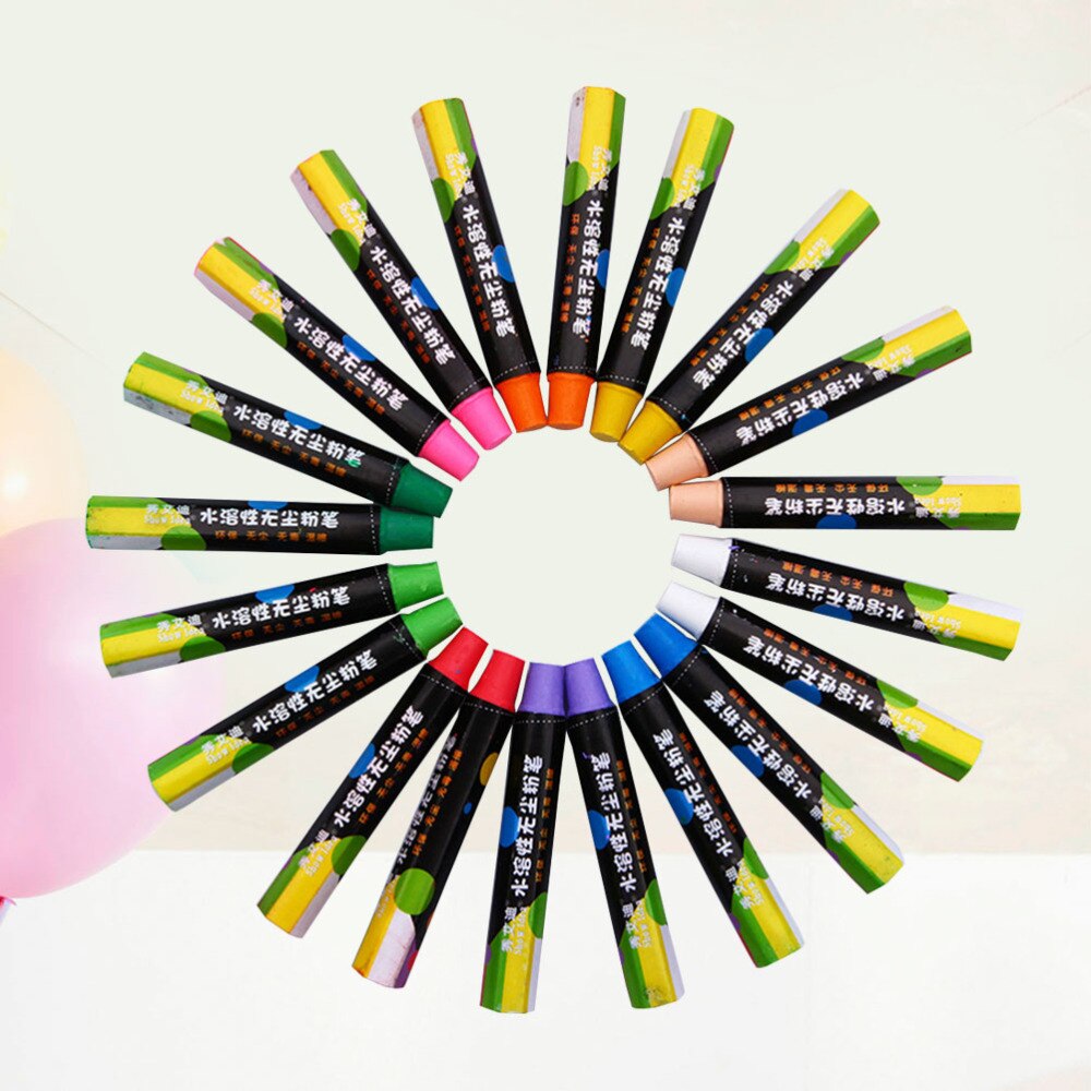 20pcs Water-based Dust-free Chalk Practical Chalk for School Home Kindergarten (10 Colors)