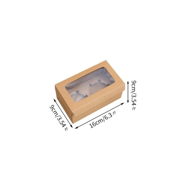 Amoliy 2/4/6/12 Löcher Cupcake Verpackung Kasten Muffin Kasten Keks Gebäck Kasten Kraft Papier Kasten Kuchen Schokolade Verpackung Backen Werkzeuge: 2 Löcher Kraft