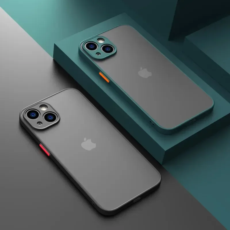 Mat telefoncover til iphone 13 12 11 14 15 pro max luksuriøst blødt silikone stødsikkert cover til iphone x xs max  xr 15 plus 13 11 pro