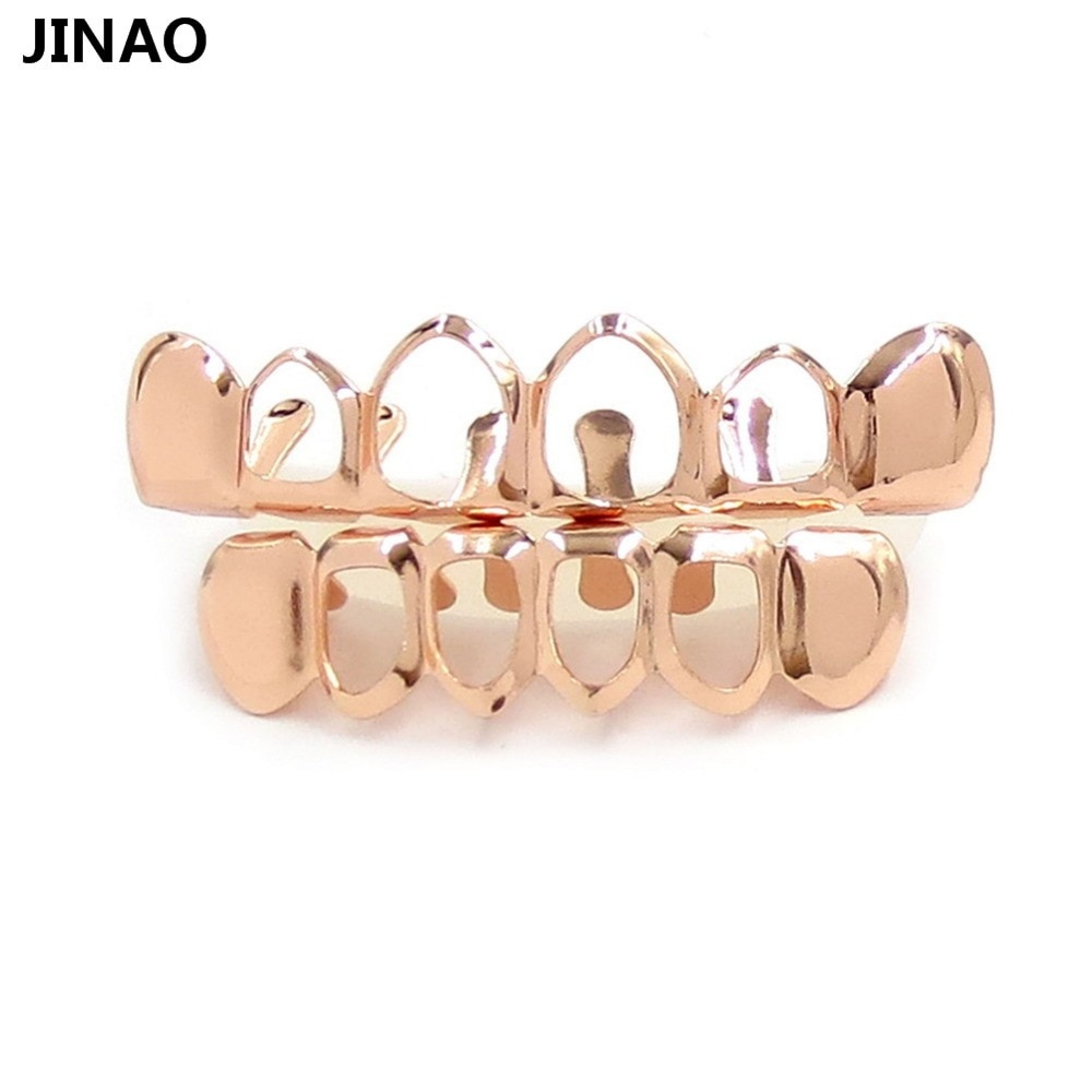 JINAO Hip Hop Gold Grillz Body Sieraden Vampire Hollow Grill Tanden Top & Bottom Grills Dental Mond Punk Tanden Caps cosplay Party