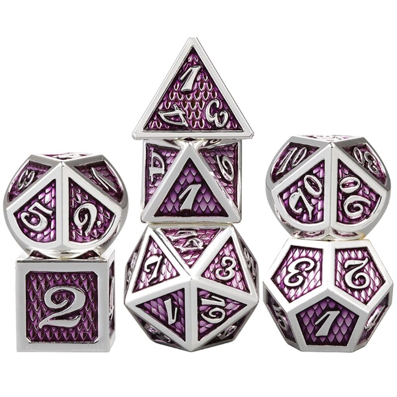 7pcs/set Metal Dice Set RPG MTG DND Metal Polyhedral Dice Role Playing Games: I