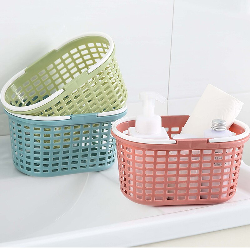 1pcs Plastic Hand-held Storage Basket Bathroom Organizer Household Shampoo Cosmetics Shower Gel Storage Bag Bathroom Gadgets