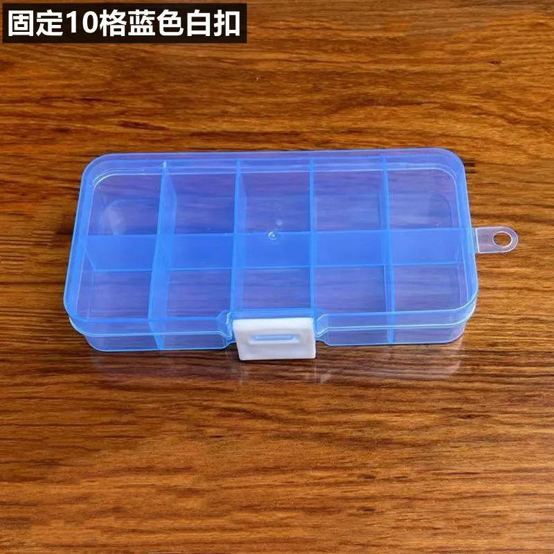 10 platser plast smyckeskrin förvaringsfodral hantverk smycke organizer pärlor gör-det-själv smyckestillverkning smink organizer: Silver-