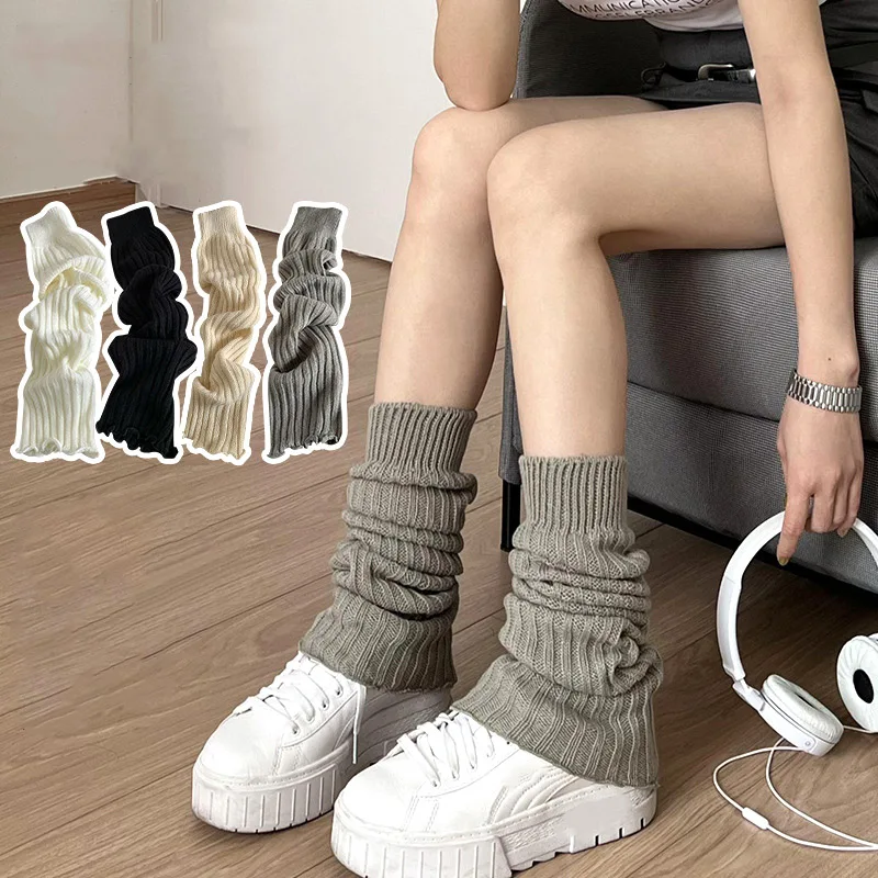 Calentadores de piernas de Lolita japonesa para mujer, calentadores de tobillo para niñas, calcetines largos góticos Y2K, calcetines finos de punto para Cosplay, 57cm