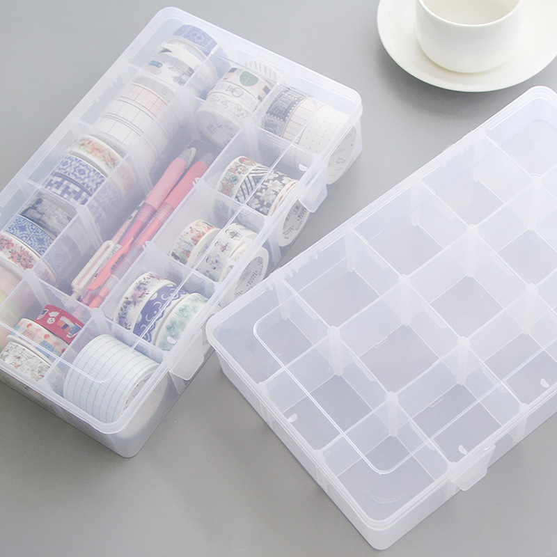 Caja de almacenamiento transparente de rejilla para cinta adhesiva Washi, 8/15/24/36, bolígrafos para artículos variados, organizador de escritorio para manualidades DIY, contenedores