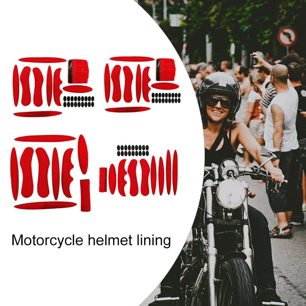 Hjälm stoppning kit cykel ersättning universal skum kuddar set med självhäftande prickar för cykel motorcykel hjälm svamp