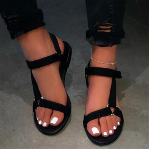 Sandales à bout ouvert pour femme, chaussures d'été de , couleur arc-en-ciel, chaussures avec boucles avec crochet, collection: Black / 38