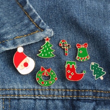 Creatieve Cartoon Kerst Broches Pins Leuke Kerstman Boom Jingle Bells Sokken Donuts Candy Emaille Pin Badges Broche