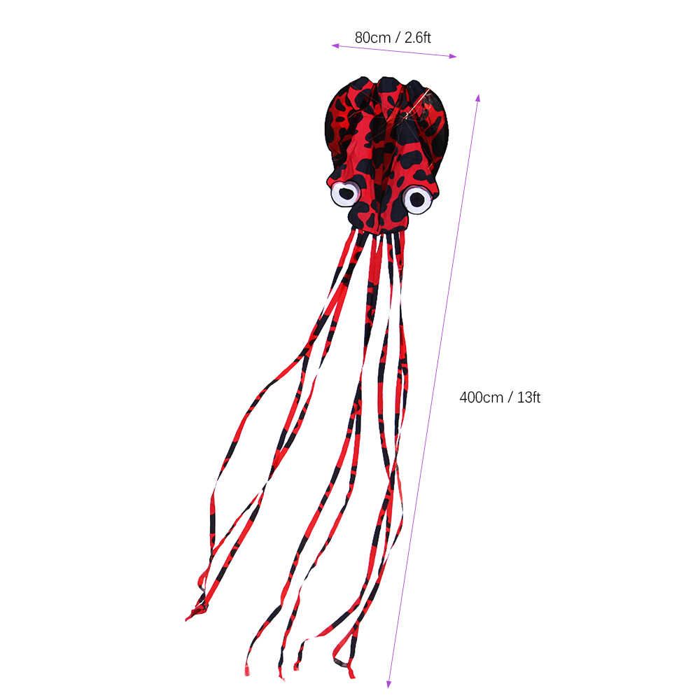 80cm x 400cm / 2.6 x 13 fod rammeløs blæksprutte faldskærm stunt drage enkelt linje blød parafoil drage udendørs strand sjov sport