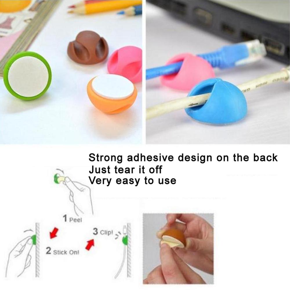 10pcs/pack Wire Silicone Cable Clips Organizer Wire Holder Office Cable Desk Cord Clip Tie Fixer Wire Management