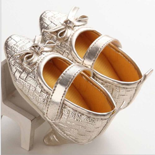 neue Neugeborenen Baby Mädchen Gittergewebe hoch Fersen Weiche Sohle Kleinkind Bowknot Prinzessin Krippe Schuhe Größe 0-12M: Gold / 0-6 Monate