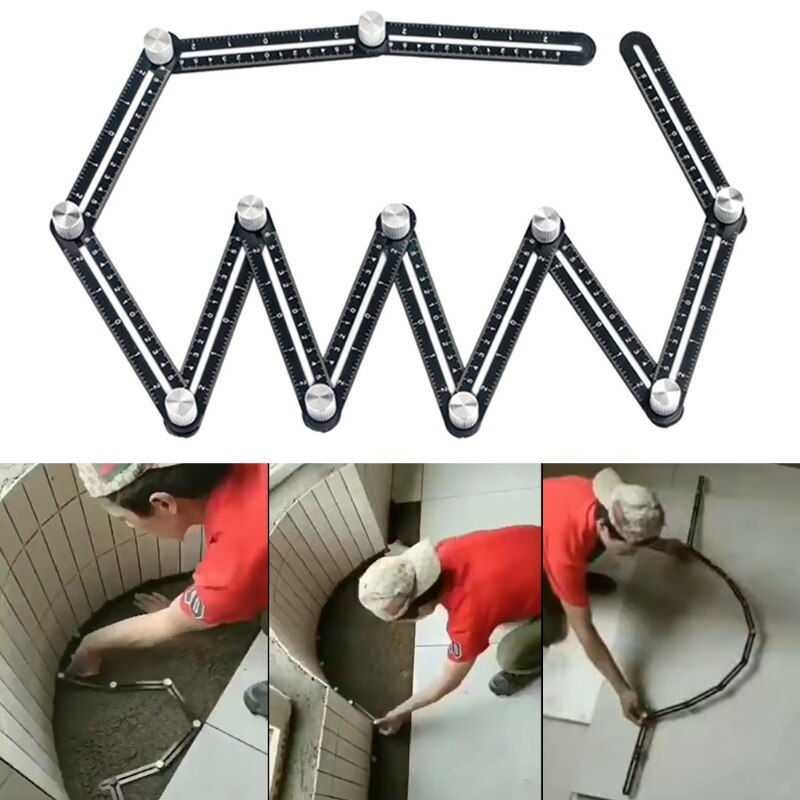 12- sidestrikker fliseråpning lokator belegning gulvfliser folding regel universell perforering multi vinkel måle linjal