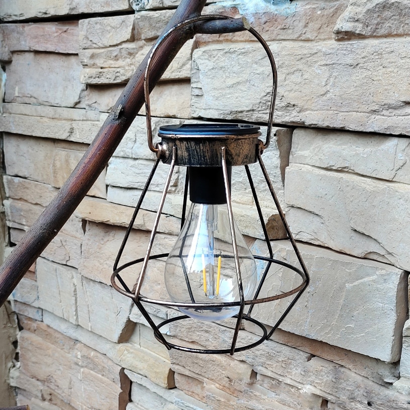 Solar Led Lampen Lantaarn Outdoor Waterdichte Decoratieve Kroonluchter Hanglamp Huis Tuin Opknoping Retro Camping Decor Lantaarn