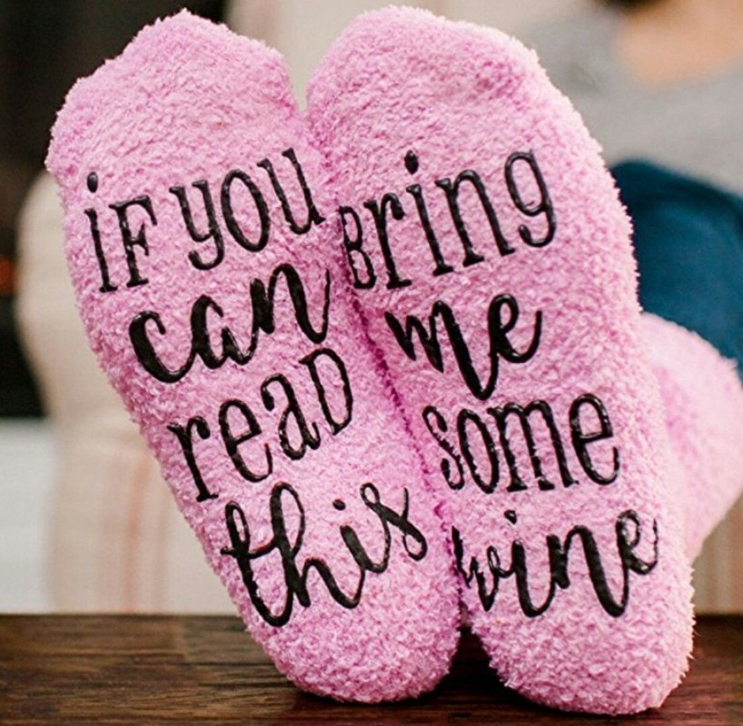 Socks If You Can Read This Bring Me A Glass of Wine Socks Autumn Dobby Christmas Socks Funny Socks
