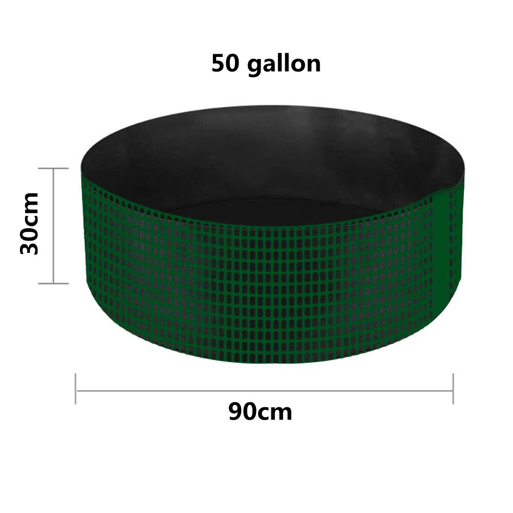 50/100 Gallons Fabric Garden Raised Bed Round Planting Container Grow Bags Fabric Planter Pot Green Garden iron Fence: Black 50 gallon
