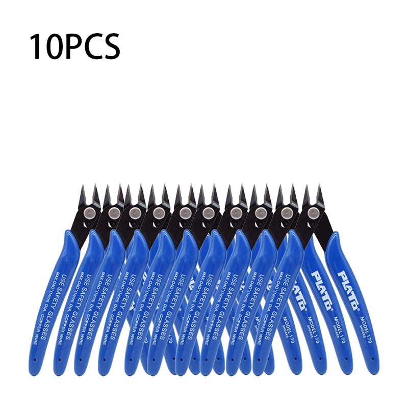 Pliers Wire Cutters DIY Diagonal Pliers Plato Multitool Electrical Wire Cable Cutters Insulating Rubber Handle Hand Tools: Dark Blue 10 Pcs