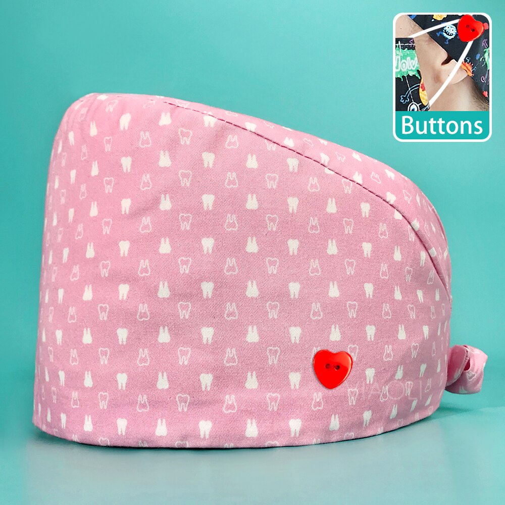 Cartoon Printing Verstelbare Scrub Cap Schoonheidssalon Verpleging Cap Laboratorium Werk Cap Pet Shop Sanitaire Dragen Scrub Cap Unisex: 22133ax