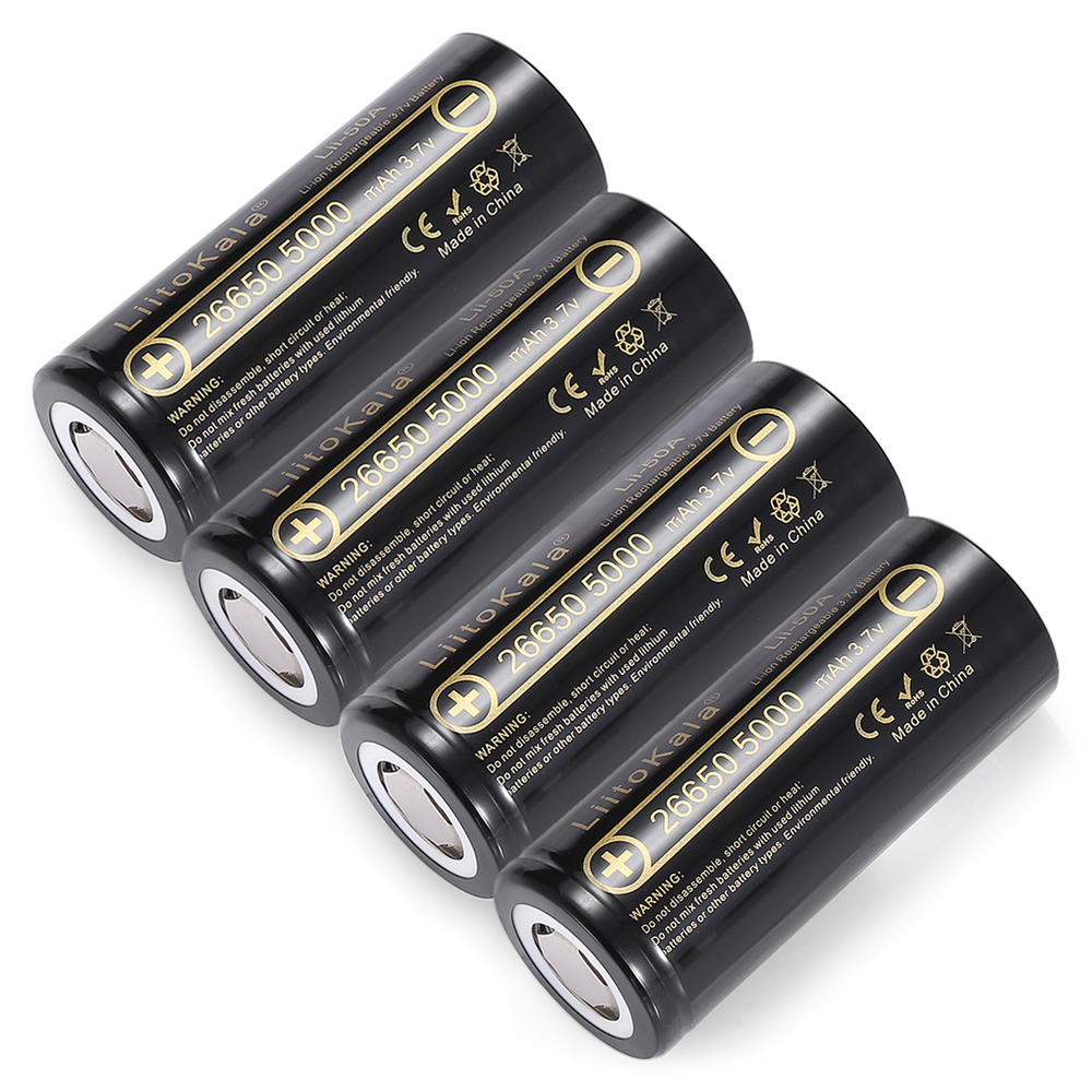 HK 26650-50A Lii-50A LiitoKala 26650 5000 mAh Li-ion 3.7V Rechargeable Battery for Flashlight 20A packaging