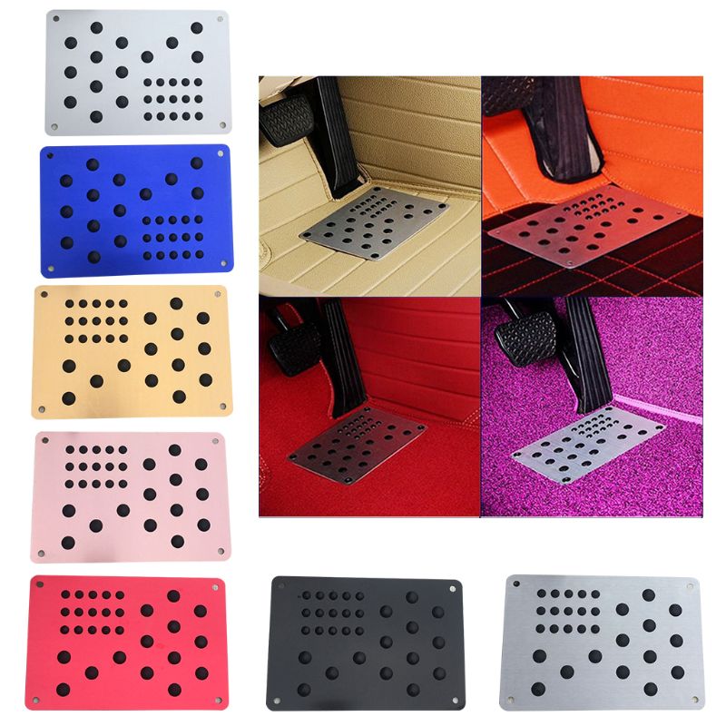 1pc Universal Aluminum Car Floor Mat Patch Non-slip Heel Plate Footrest Carpet Pedal Pad Car Mat Anti-skid