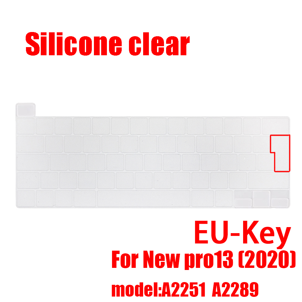 Dla macbook pro13 2020 pokrywa klawiatury Laptop folia ochronna 13 cali A2289 A2251 pokrywa klawiatury silikonowej rosyjski francuski hiszpański: EU-Enter Transparent