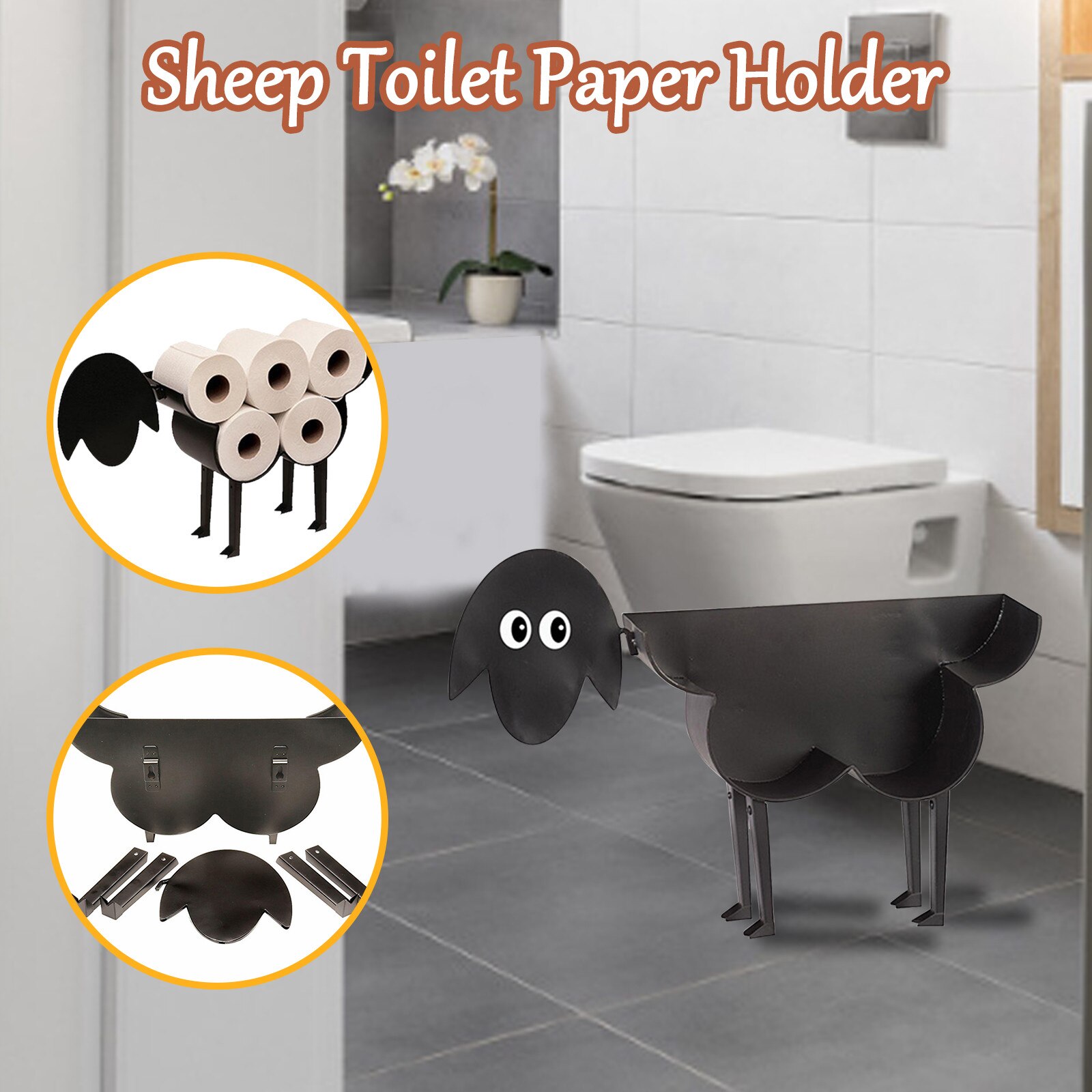 Sheep Toilet Paper Holder Toilet Roll Holder Sheep Roll Holder Paper Bathroom Iron Storage Free-standing Crafts Towel