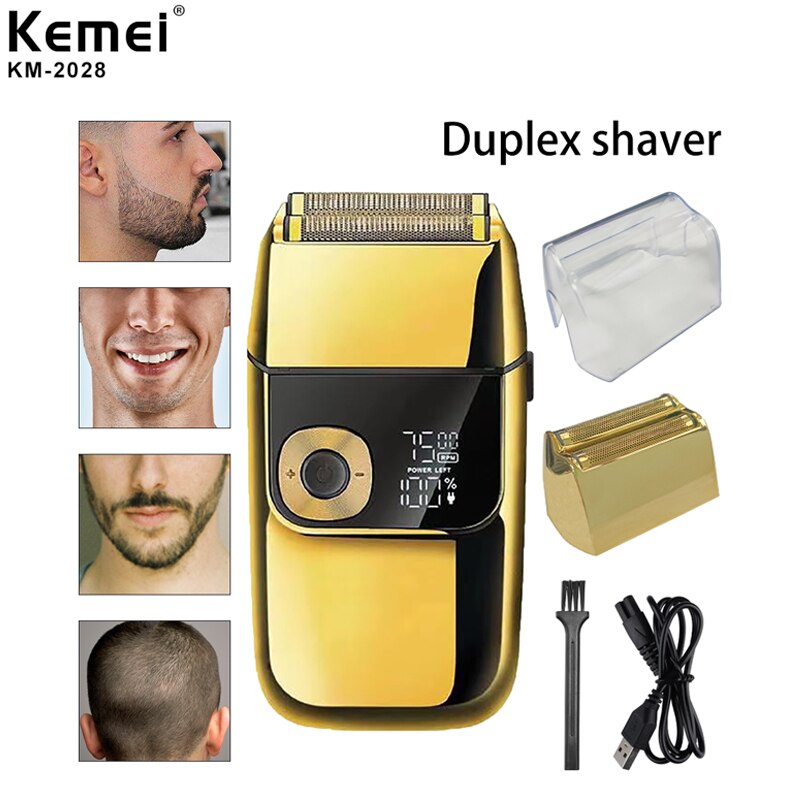 Kemei – rasoir électrique pour hommes, outil de coupe de cheveux avec chargeur USB rapide et écran LCD