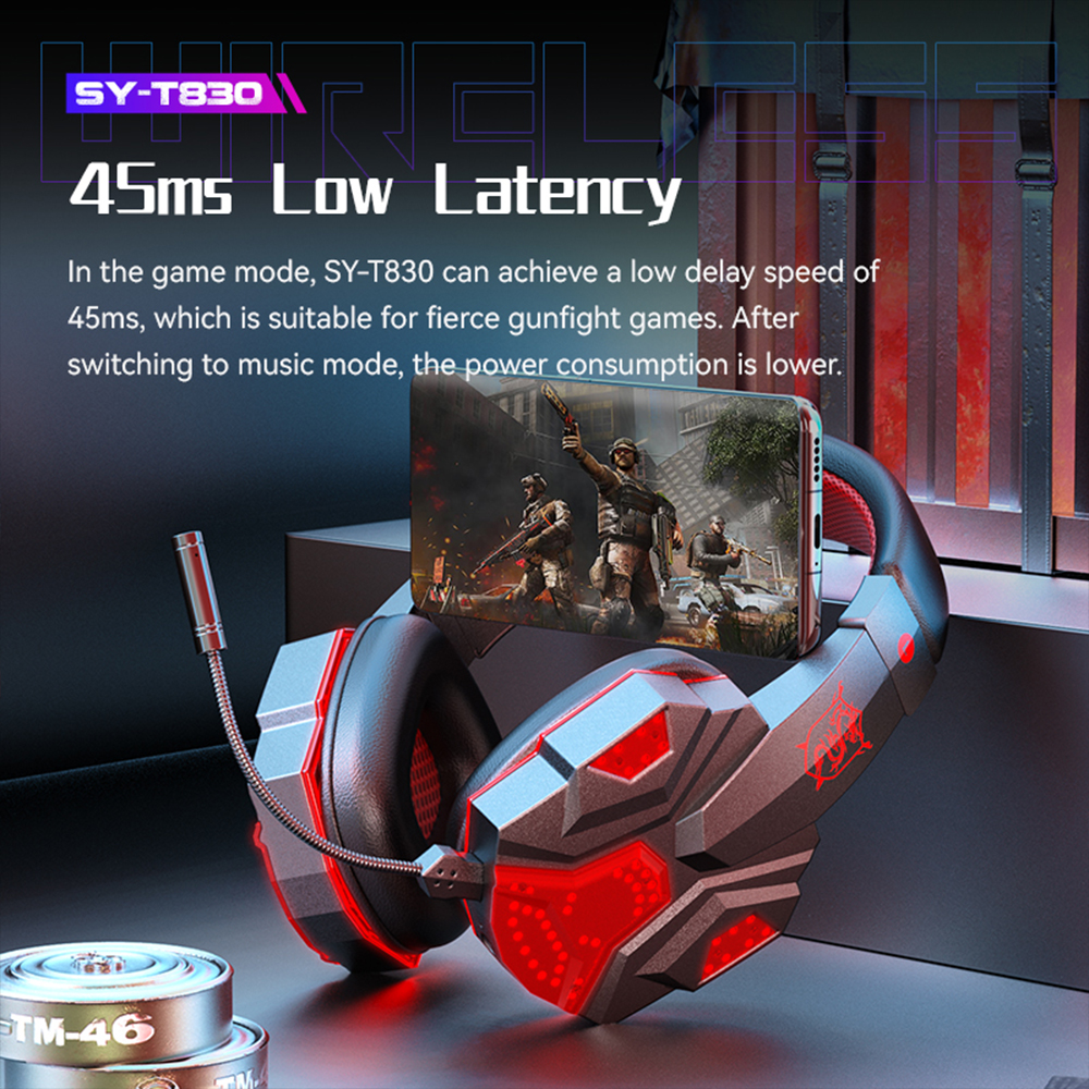 Bluetooth 5.1 HiFi Gaming Casques Gamer Faible latence Sans Fil Casque Réduction Du Bruit Casque Avec Micro Jeu Écouteurs